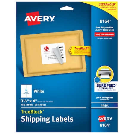 TrueBlock Shipping Labels, Sure F, PK150 MPN:8164