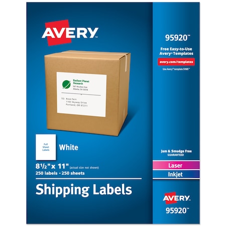 Shipping Address Labels, Laser and, PK250 MPN:95920