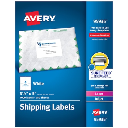 Shipping Labels, Sure Feed Techn, PK1000 MPN:95935