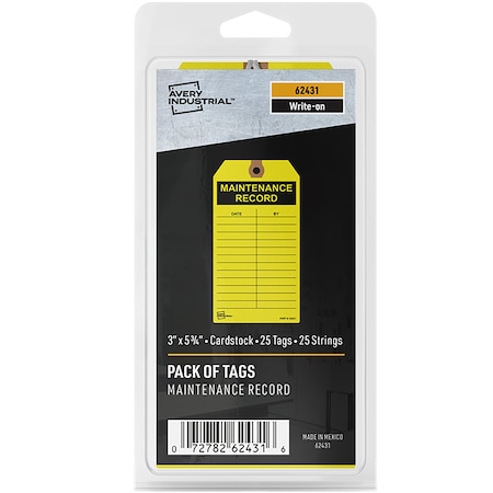 Yellow Maintenance Tags, PK25 MPN:62431