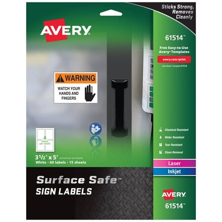 PrecutLabelSheet, White, Polyester, PK60 MPN:7278261514
