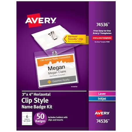 Clip Name Tags, Print or Write, 3