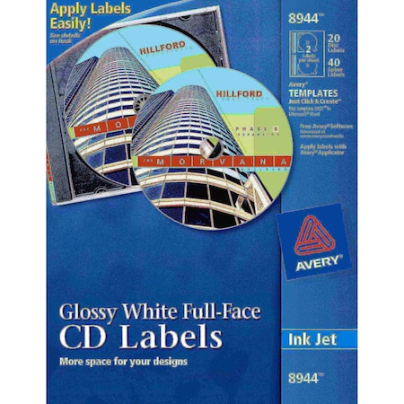 Full-Face CD Labels, Permanent Adhesive, MPN:8944