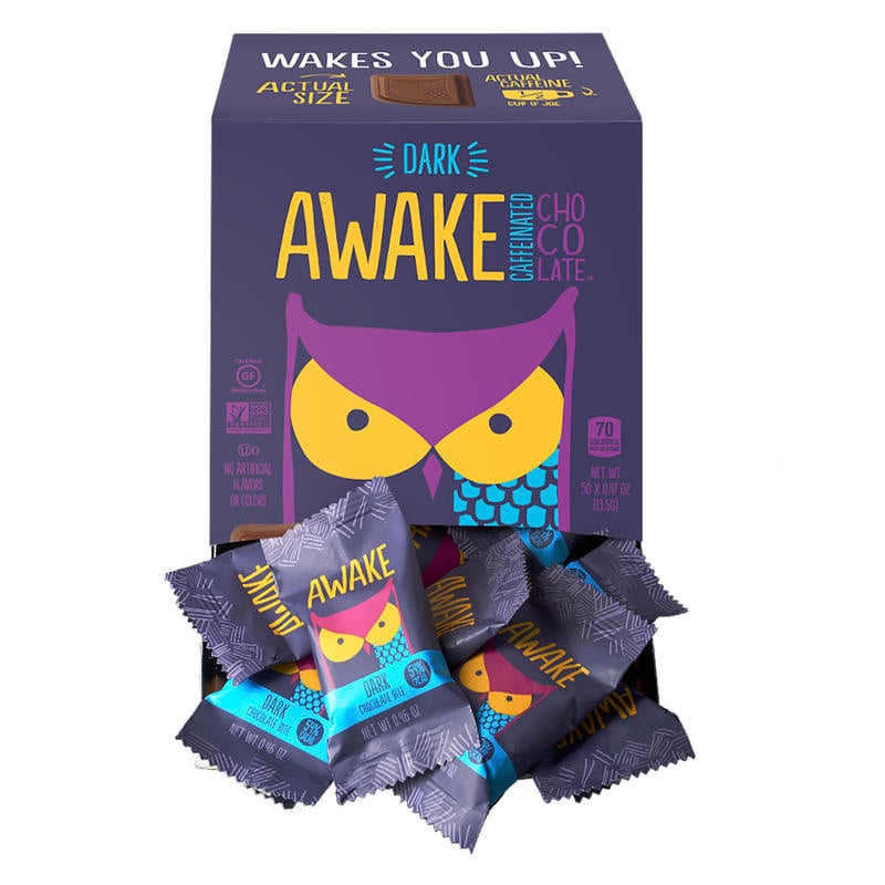 AWAKE Caffeinated Dark Chocolate Bites, 0.53 Oz, Pack Of 50 Bites MPN:A00458U