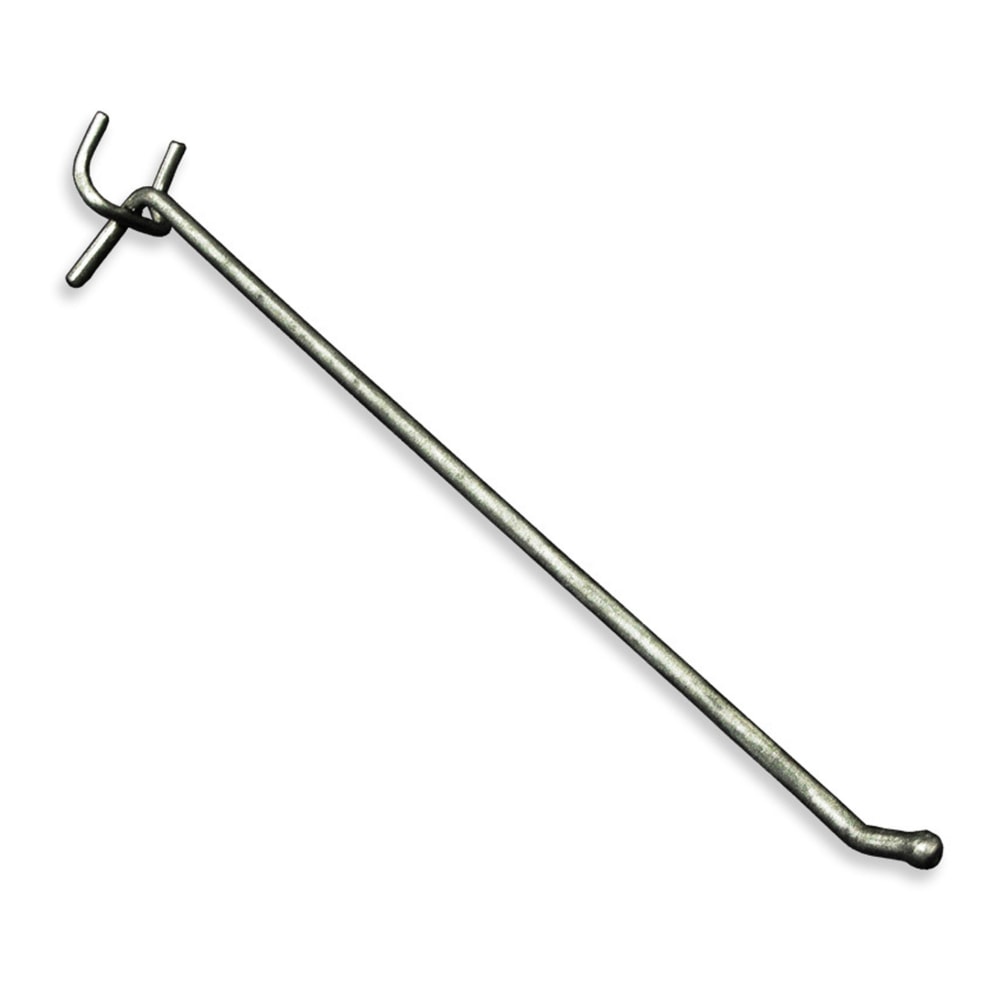 Azar Displays Galvanized Metal Hooks For Pegboard And Slatwall Systems, 12in, Pack Of 50 Hooks MPN:700812