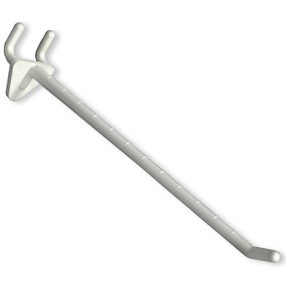 Azar Displays Glass-Filled Nylon Hooks For Pegboards, 8in, White, Pack Of 50 Hooks MPN:800078-WHT