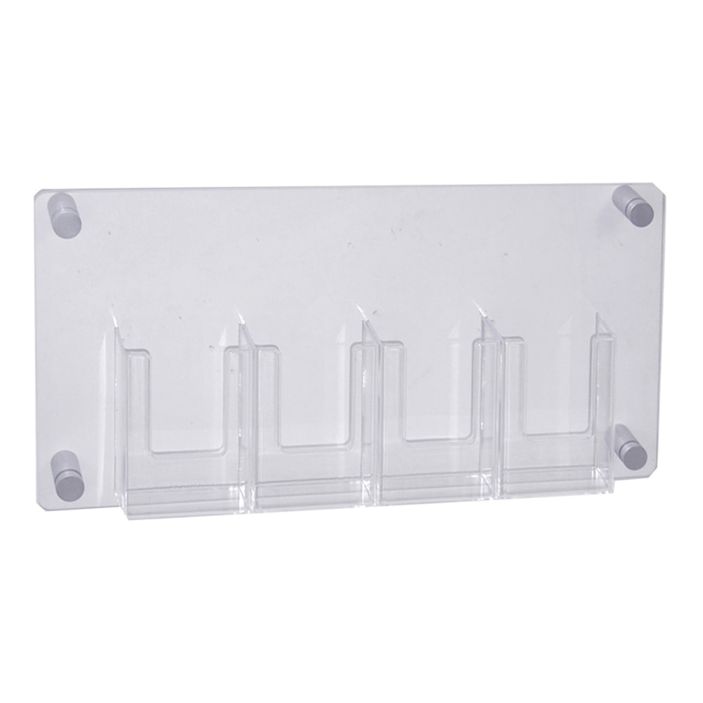 Azar Displays 4-Pocket Trifold Wall-Mount Brochure Holder, 11inH x 23inW x 1-3/8inD, Clear MPN:105580