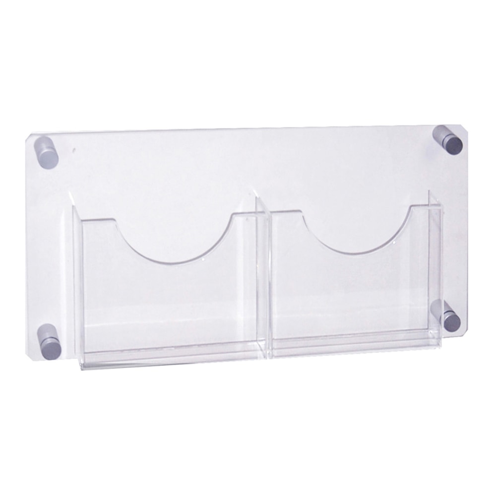 Azar Displays 2-Pocket Acrylic Wall-Mount Brochure Holder, 11inH x 23inW x 1-1/2inD, Clear MPN:105586