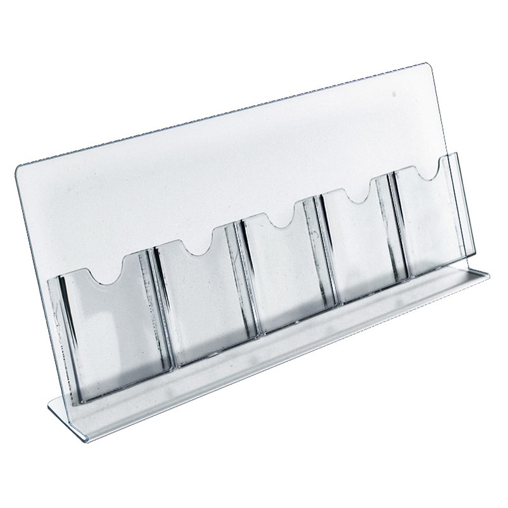 Azar Displays Slant-Back Brochure Holders, 5 Pocket, 8 1/2inH x 22inW x 4inD, Clear, Pack Of 2 Holders MPN:222979-2PK