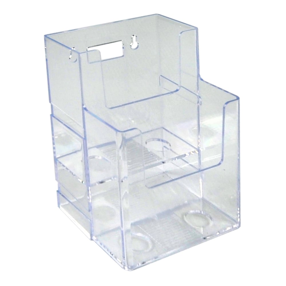 Azar Displays 2-Tier 2-Pocket Trifold Brochure Holders, 7inH x 4-1/4inW x 3-3/4inD, Clear, Pack Of 2 Holders MPN:252032
