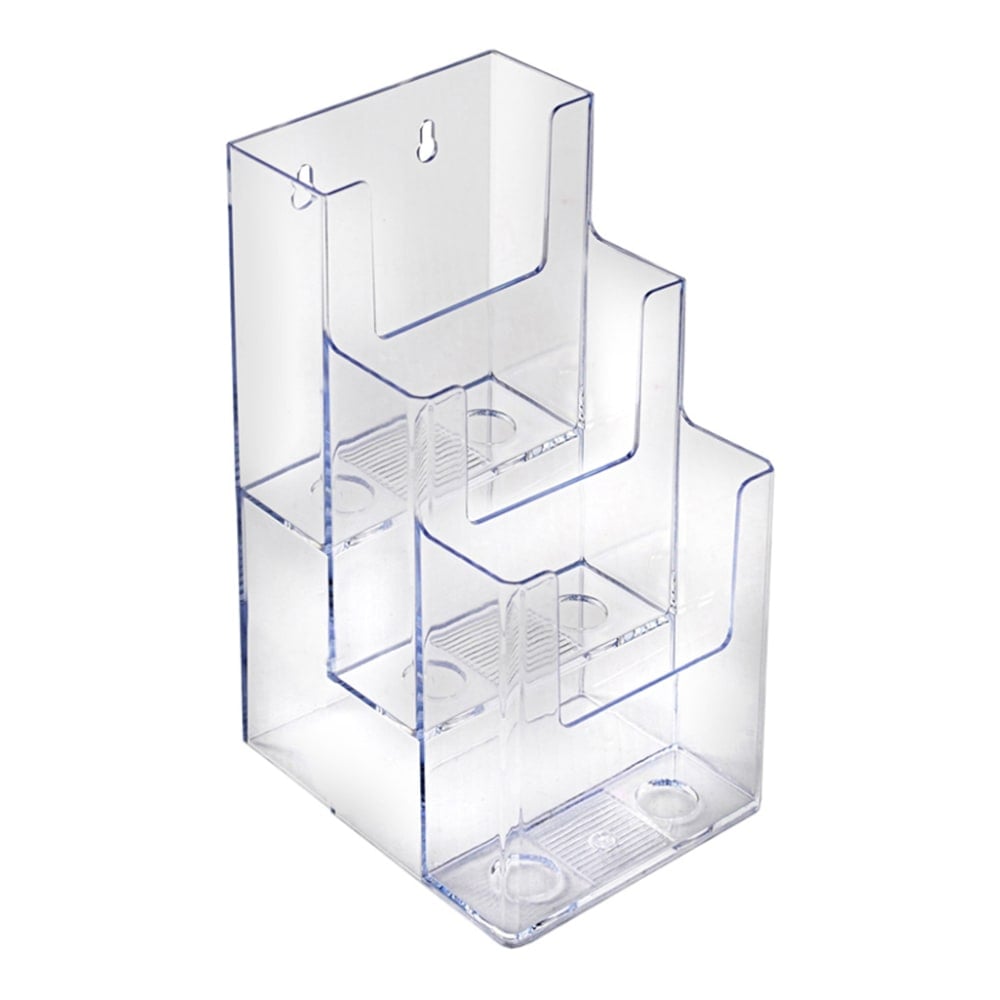 Azar Displays 3-Tier 3-Pocket Acrylic Trifold Brochure Holders, 9inH x 4-1/4inW x 5-1/4inD, Clear, Pack Of 2 Holders MPN:252033