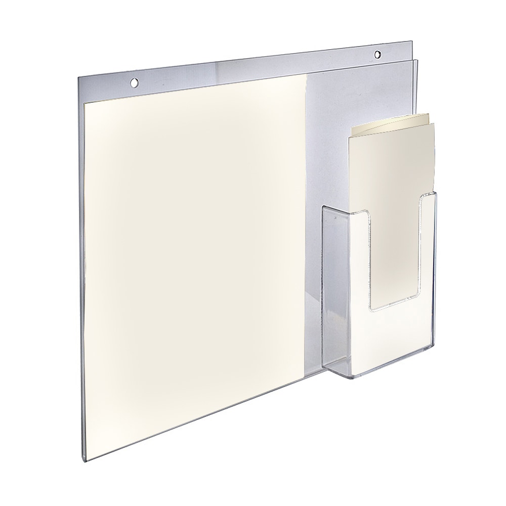 Azar Displays Wall-Mount Brochure Holders With Trifold Pocket, 11inH x 14inW x 1/4inD, Clear, Pack Of 2 Holders MPN:252051-2PK