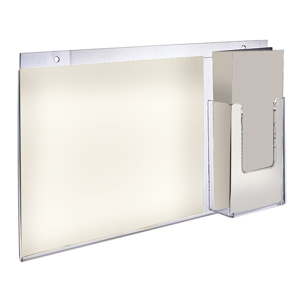 Azar Displays Wall-Mount Brochure Holders With Trifold Pockets, 8-1/2inH x 16inW x 1-1/4inD, Clear, Pack Of 2 Holders MPN:252052