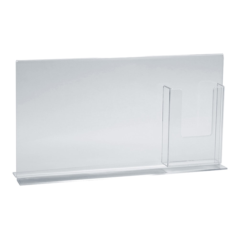 Azar Displays Double-Foot Sign Holders With Trifold Pockets, 8-1/2inH x 16inW x 3inD, Clear, Pack Of 2 Holders MPN:252054
