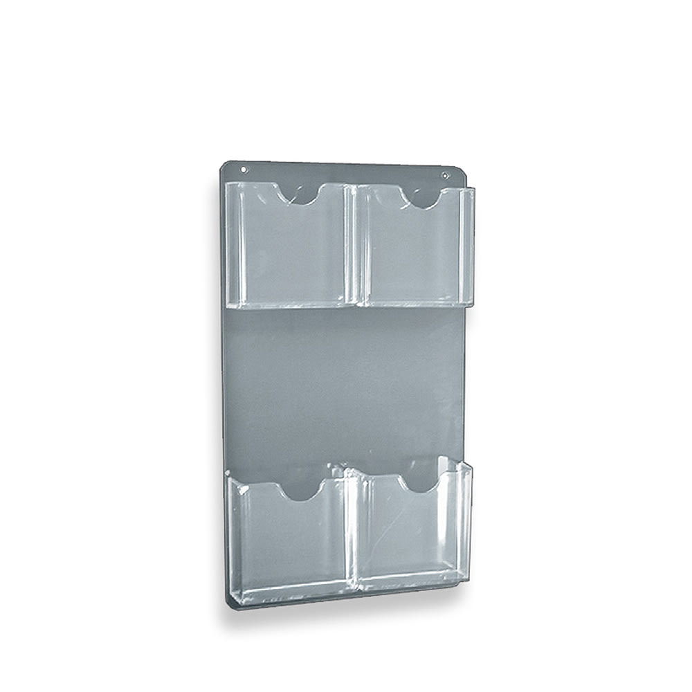 Azar Displays Wall-Mount Brochure Holders, 4 Pockets, 9 1/2in x 16in, Pack Of 2 MPN:252063