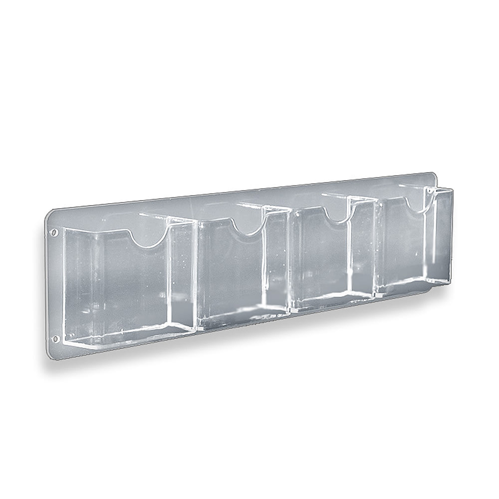 Azar Displays Wall-Mount Brochure Holders, Trifold, 4 Pockets, Acrylic, 5 1/2in x 18 3/4in, Pack Of 2 MPN:252064