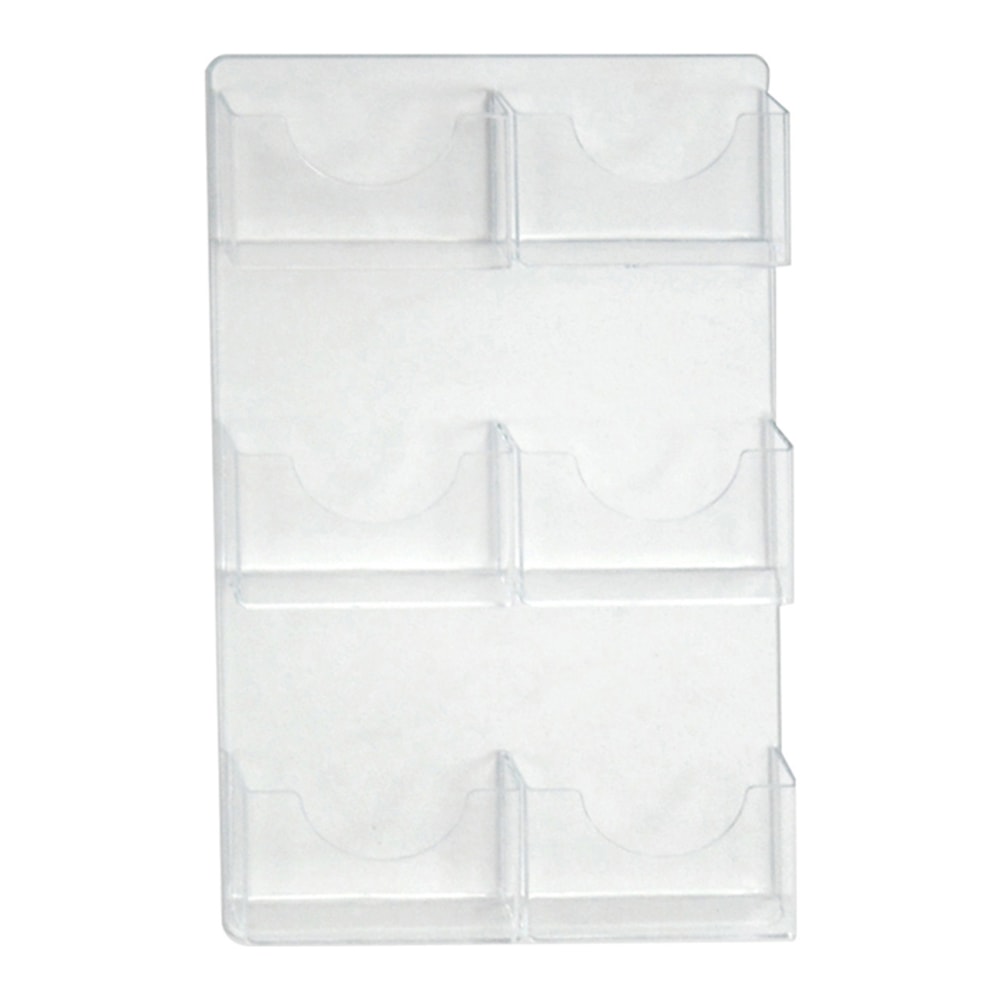 Azar Displays 6-Pocket Wall-Mount Bifold Brochure Holders, 24inH x 13inW x 1-1/8inD, Clear, Pack Of 2 Holders MPN:252091