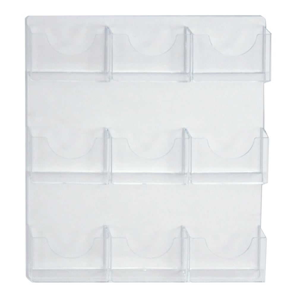 Azar Displays 9-Pocket Wall-Mount Bifold Brochure Holders, 24inH x 19-1/2inW x 1-3/4inD, Clear, Pack Of 2 Holders MPN:252092