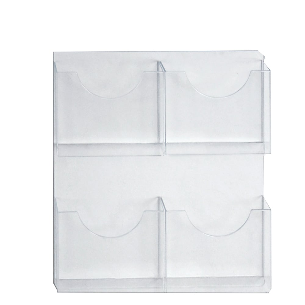Azar Displays 4-Pocket Wall-Mount Brochure Holders, 21-1/2in x 18-7/8in, Clear, Pack Of 2 Holders MPN:252096