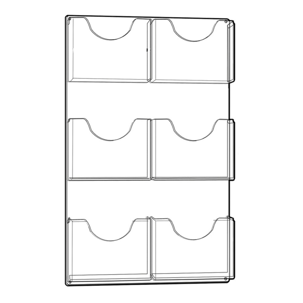 Azar Displays 6-Pocket Wall-Mount Letter Brochure Holders, 33-5/8inH x 18-7/8inW x 1-3/4inD, Clear, Pack Of 2 Holders MPN:252098
