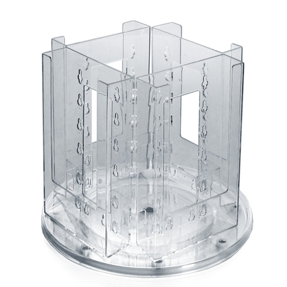 Azar Displays Revolving Brochure Holder, 4-Pocket, Acrylic, 6inH x 16inW x 14inD, Clear MPN:252317