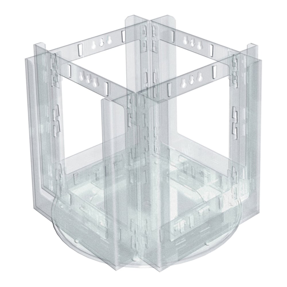 Azar Displays 4-Pocket Acrylic Revolving Bifold Brochure Holder, 9inH x 9-1/2inW x 9-1/2inD, Clear MPN:252319