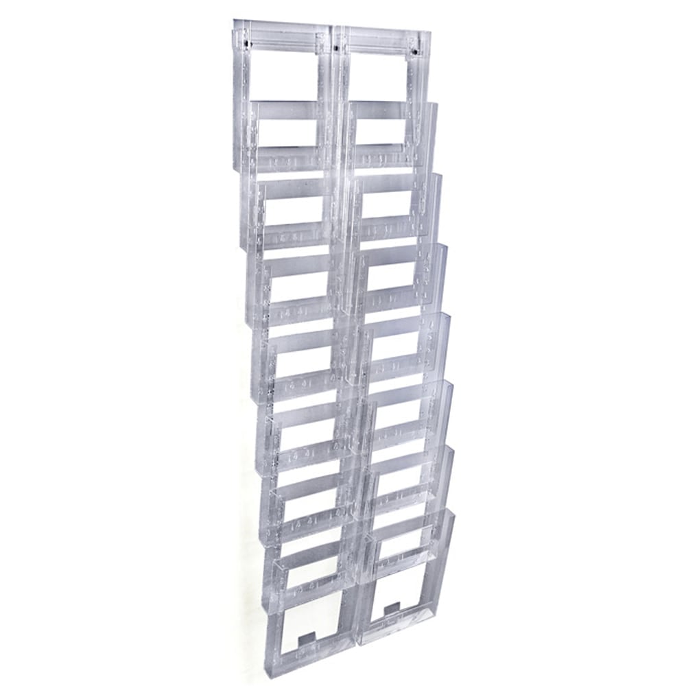 Azar Displays Wall-Mount Brochure Holder, Letter Size, 16 Pockets, 18inL x 54inH, Clear MPN:252325