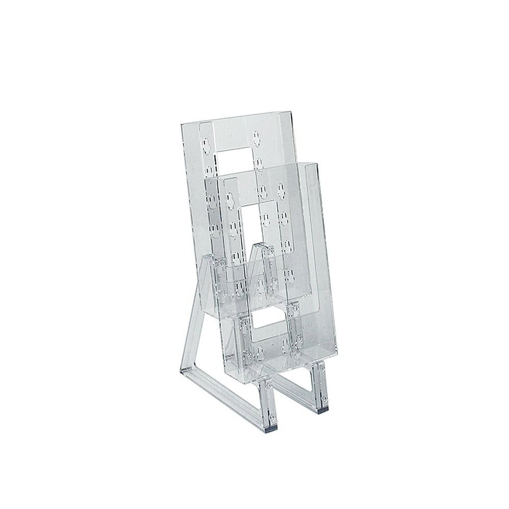 Azar Displays 2-Tier Modular Brochure Holders, 2-Pocket, Crystal Styrene, 11 1/2inH x 4 1/2inW x 5 3/4inD, Clear, Pack Of 2 MPN:252331