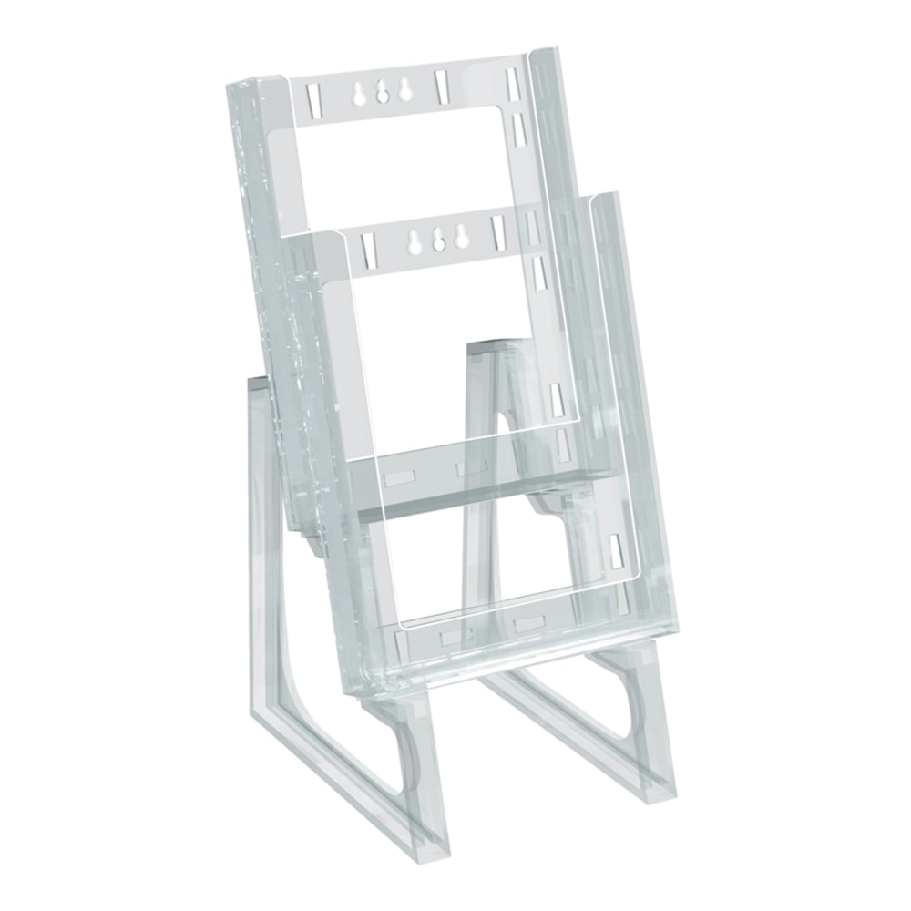 Azar Displays 2-Tier 2-Pocket Modular Bifold Brochure Holders, 13inH x 6-1/4inW x 7-1/4inD, Clear, Pack Of 2 Holders MPN:252332