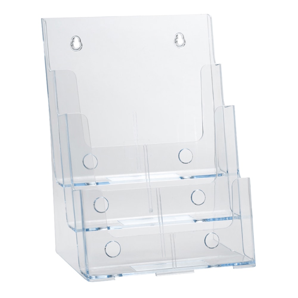 Azar Displays 3-Tier 3-Pocket Plastic Brochure Holder, Letter Size, 13-1/4inH x 9inW x 6inD, Clear MPN:252378