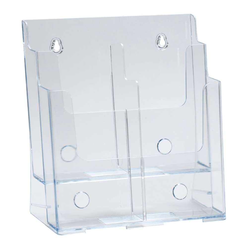 Azar Displays 2-Tier 4-Pocket Plastic Trifold Brochure Holder, 11-1/4inH x 9-1/4inW x 5inD, Clear MPN:252381