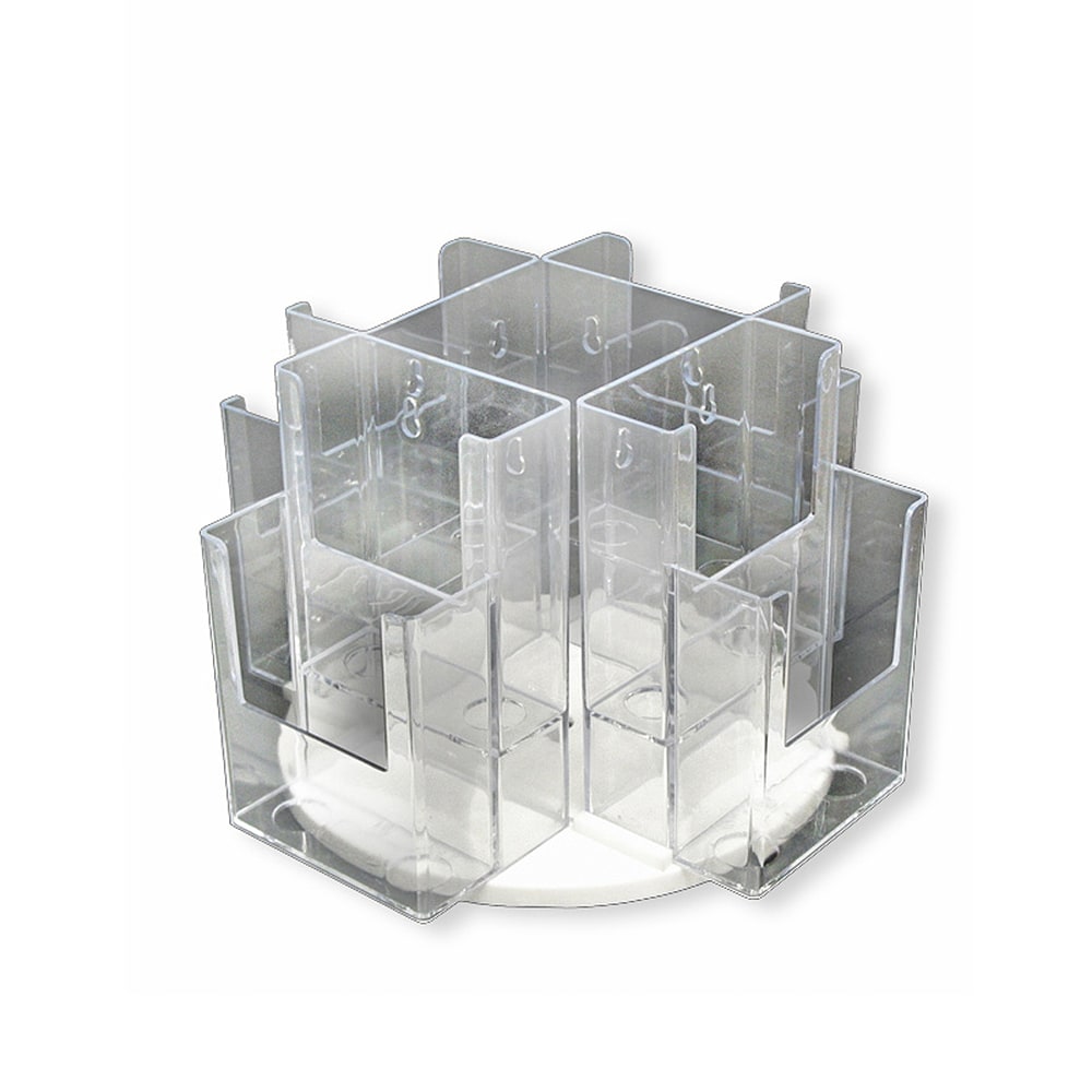Azar Displays Revolving Brochure Holder, 8-Pocket, Crystal Styrene, 13inH x 13inW x 9inD, Clear MPN:252805