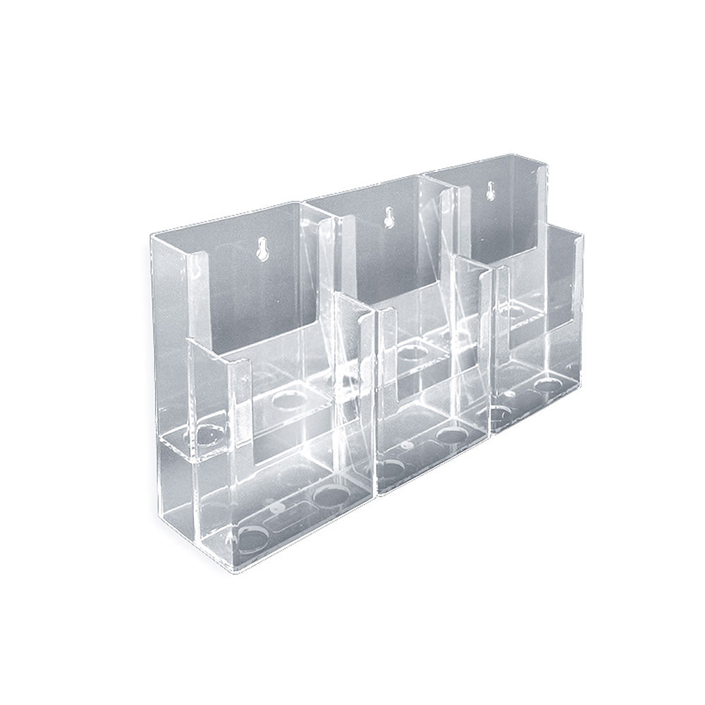 Azar Displays 2-Tier Modular Brochure Holders, 6-Pocket, Acrylic, 7inH x 12 1/2inW x 3 3/4inD, Clear, Pack Of 2 MPN:252808
