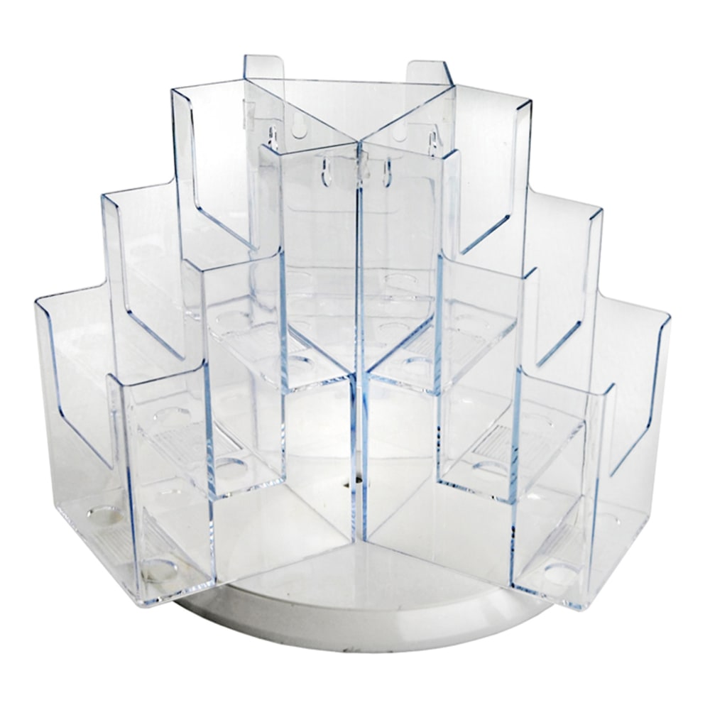 Azar Displays 9-Pocket 3-Tier Revolving Brochure Holder, 9inH x 14inW x 14inD, Clear MPN:252810
