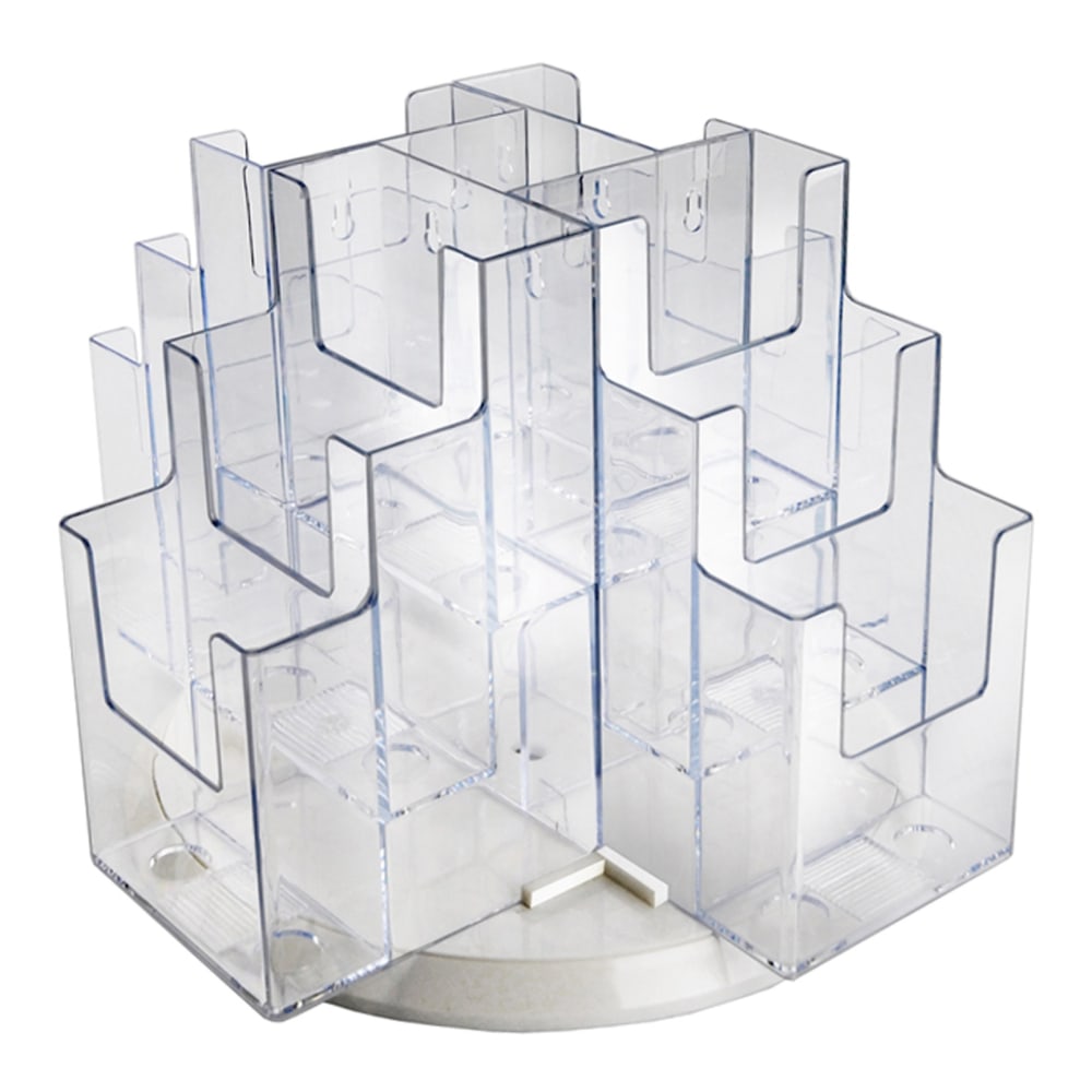 Azar Displays 12-Pocket 3-Tier Revolving Brochure Holder, 9inH x 15inW x 15inD, Clear MPN:252811