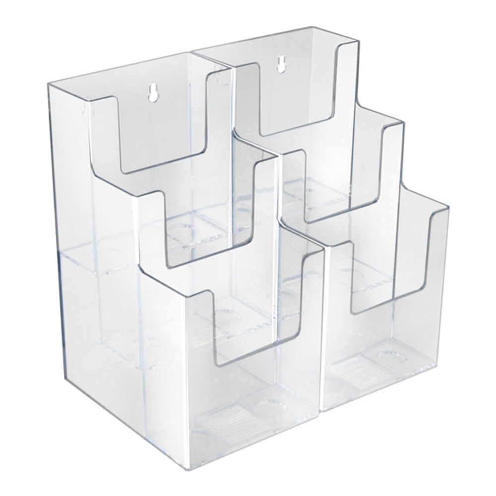 Azar Displays 3-Tier 6-Pocket Plastic Trifold Brochure Holders, 9-1/8inH x 9inW x 5-3/8inD, Clear, Pack Of 2 Holders MPN:252815