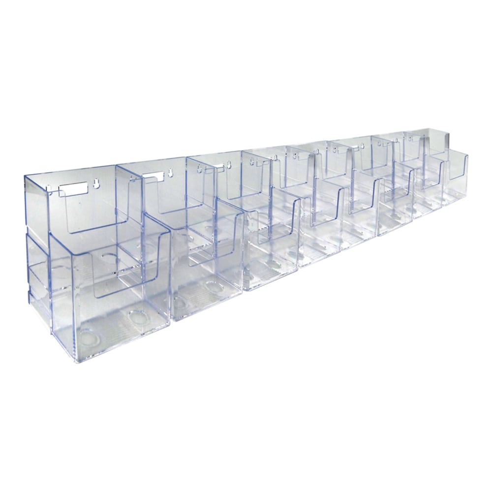 Azar Displays 2-Tier 16-Pocket Trifold Brochure Counter Displays, 7inH x 37-7/8inW x 3-3/4inD, Clear, Pack Of 2 Displays MPN:252816