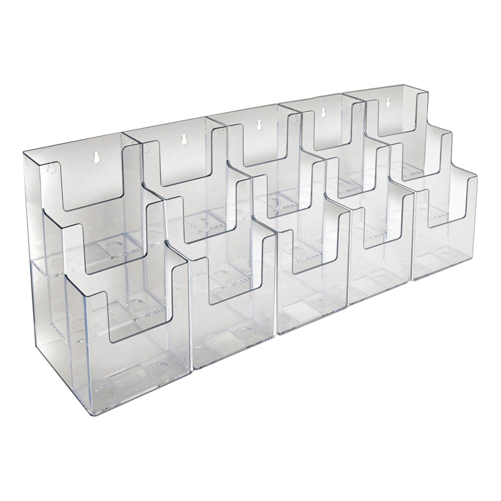 Azar Displays 3-Tier 15-Pocket Acrylic Trifold Brochure Counter Display, 9inH x 31-1/2inW x 5-1/4inD, Clear MPN:252819