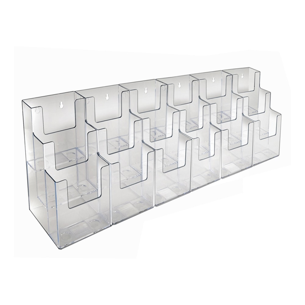 Azar Displays 3-Tier 18-Pocket Acrylic Trifold Brochure Counter Display, 9inH x 36inW x 5-1/4inD, Clear MPN:252821