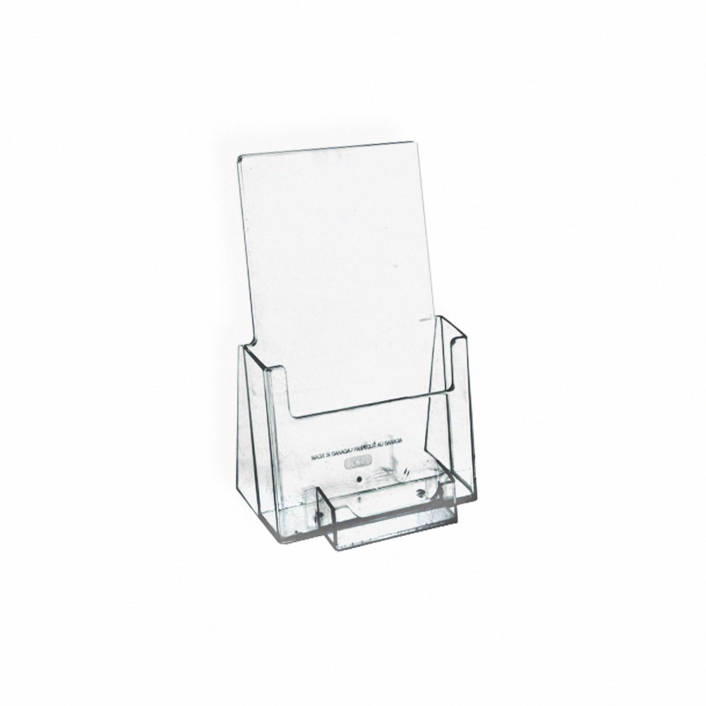 Azar Displays Plastic Trifold Brochure Holders With Business Card Pocket, 7 1/4inH x 4inW x 3 3/4inD, Clear, Pack Of 10 MPN:252922-10PK