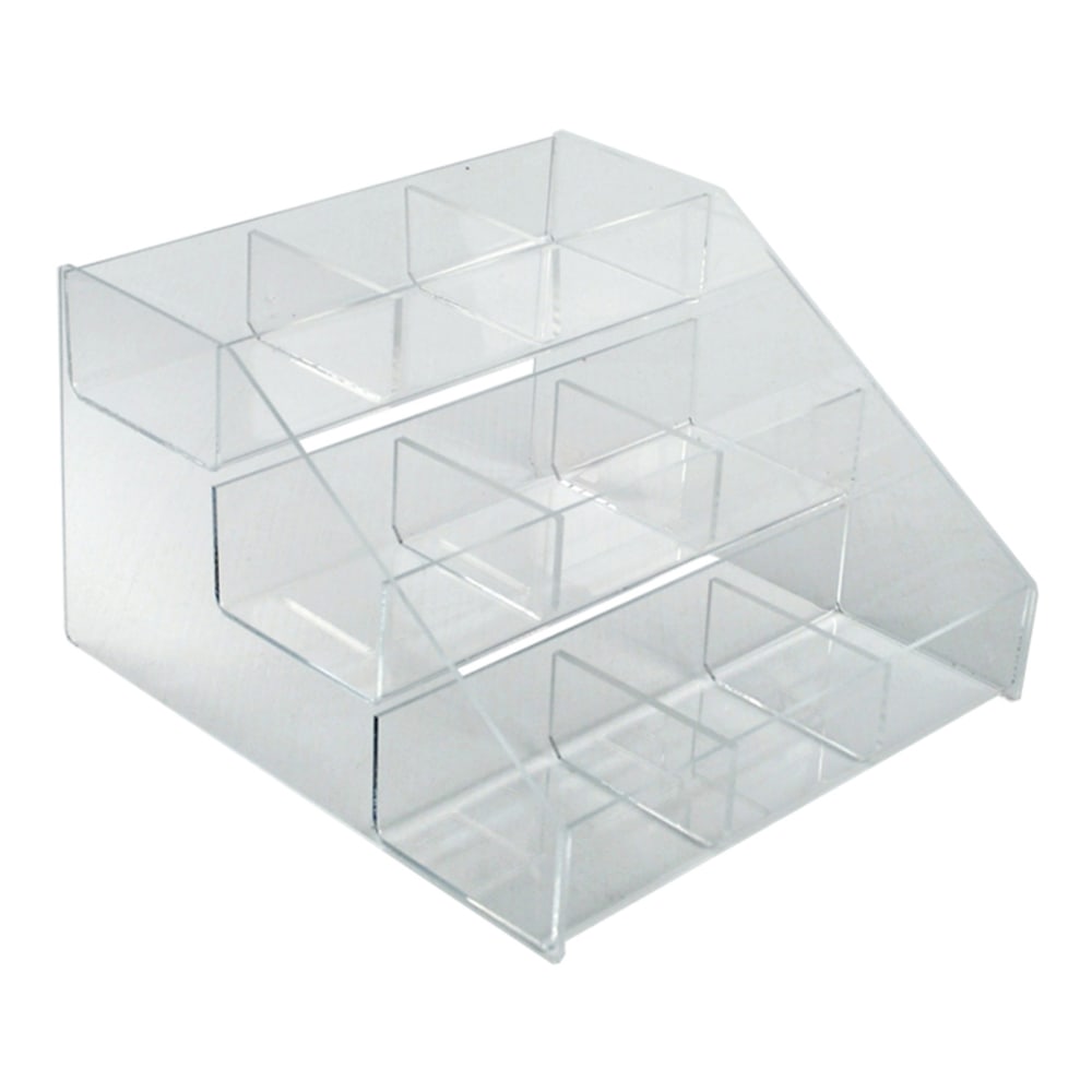 Azar Displays 3-Tier 9-Compartment Counter Display Organizer, 7inH x 12inW x 11-3/4inD, Clear MPN:326039