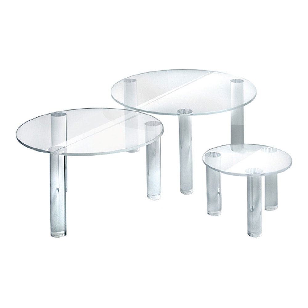 Azar Displays 3-Piece Acrylic Round Riser Set, 4inH, 6inH, 8inH, Clear MPN:515304