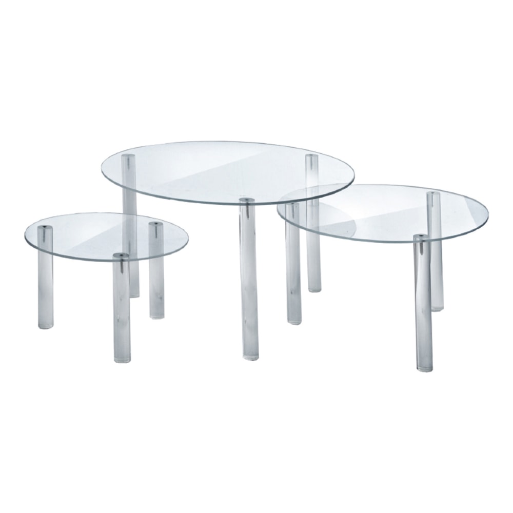 Azar Displays 3-Piece Round Riser Display Set, 6inH, 8inH, 10inH, Clear MPN:515305
