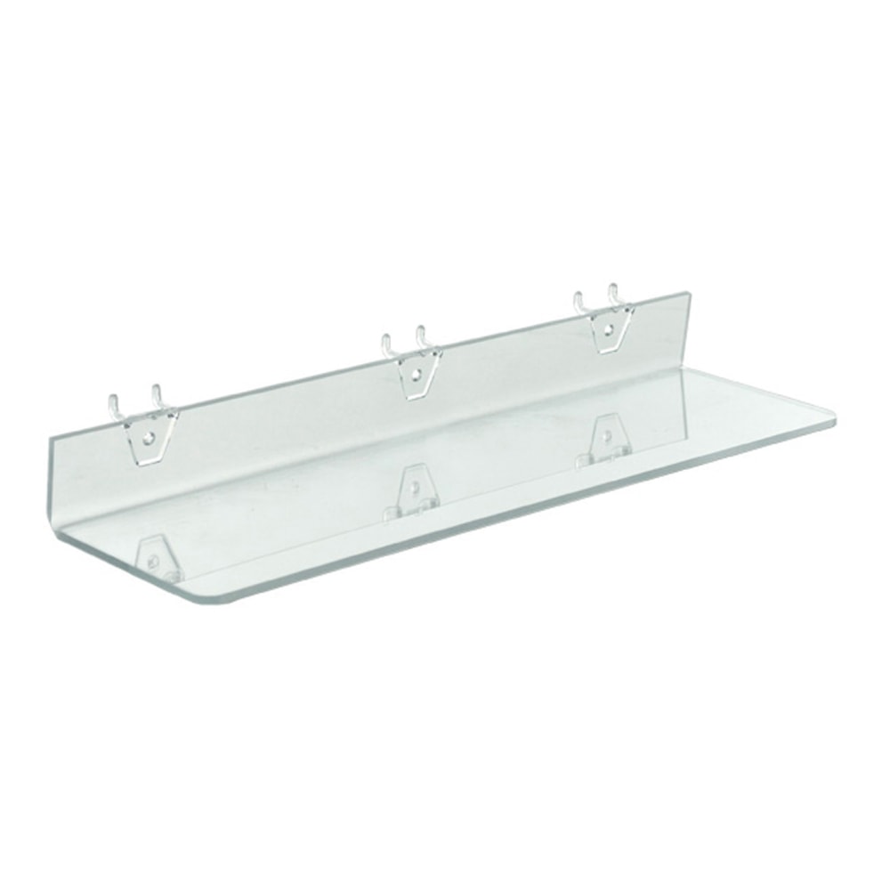 Azar Displays Acrylic Shelves For Pegboards/Slatwalls, 20in x 4in, Clear, Pack Of 4 Shelves MPN:556013