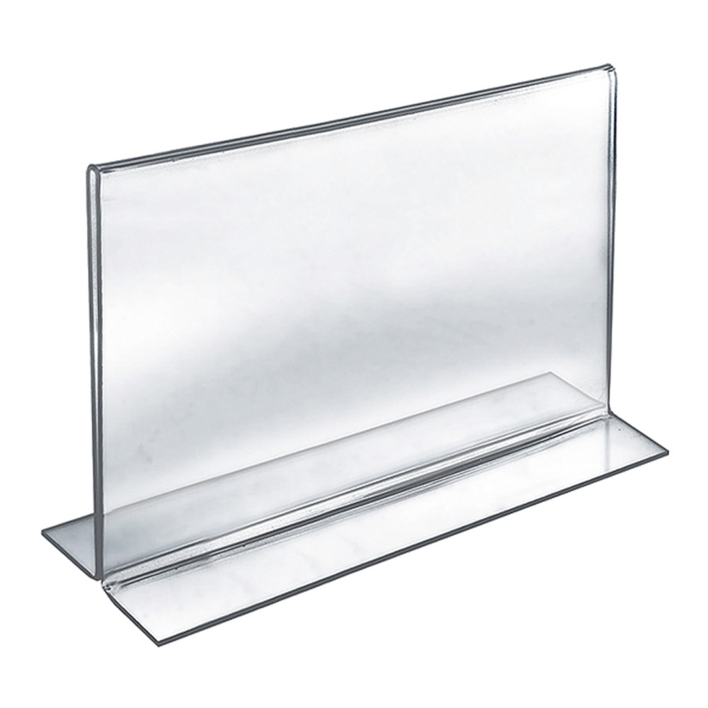Azar Displays Double-Foot 2-Sided Acrylic Sign Holders, 9inH x 12inW x 3inD, Clear, Pack Of 10 Holders MPN:152713
