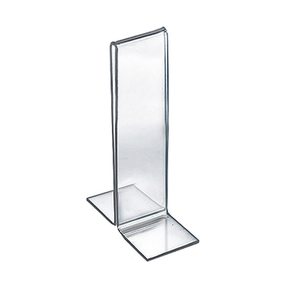 Azar Displays Double-Foot 2-Sided Acrylic Sign Holders, 7inH x 2inW x 3inD, Clear, Pack Of 10 Holders MPN:152757