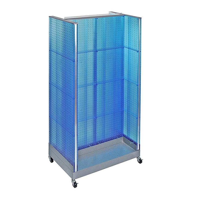 Azar Displays H-Unit Pegboard Floor Display With Wheels, 60inH x 36inW x 16inD, Blue/Silver MPN:700432-BLU