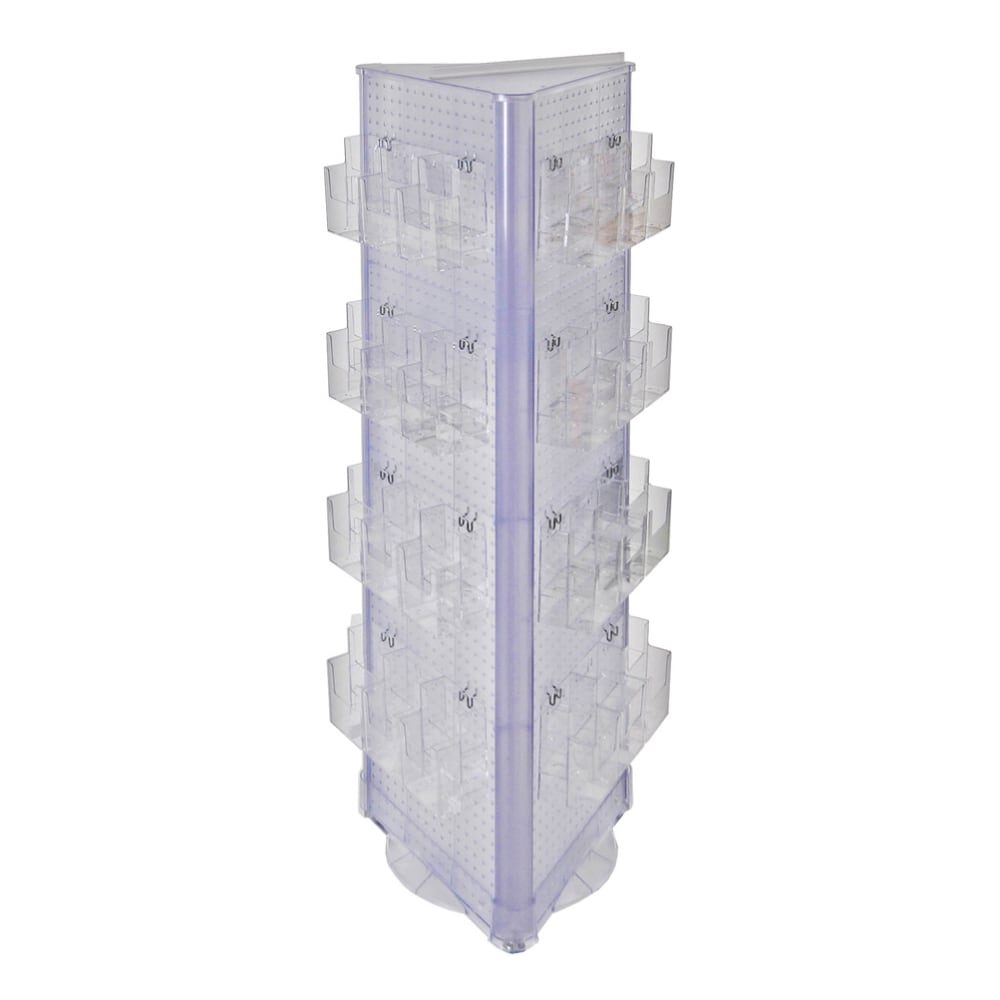 Azar Displays Triangle 72-Pocket 3-Sided Revolving Pegboard Floor Display, 61inH x 18inW x 18inD, Clear MPN:700640-CLR