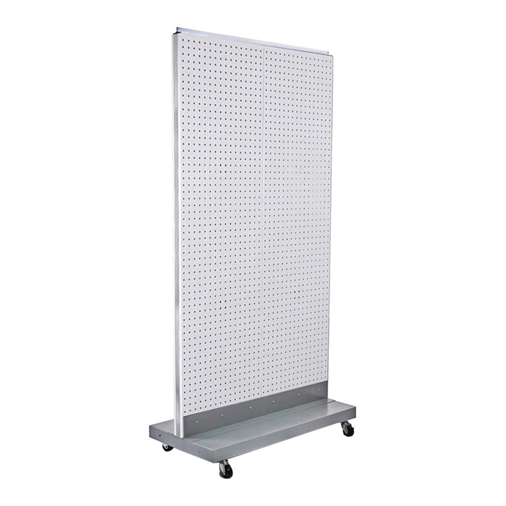 Azar Displays 2-Sided Double Pegboard Floor Display With Wheels, 66in x 32in, White MPN:700732-WHT