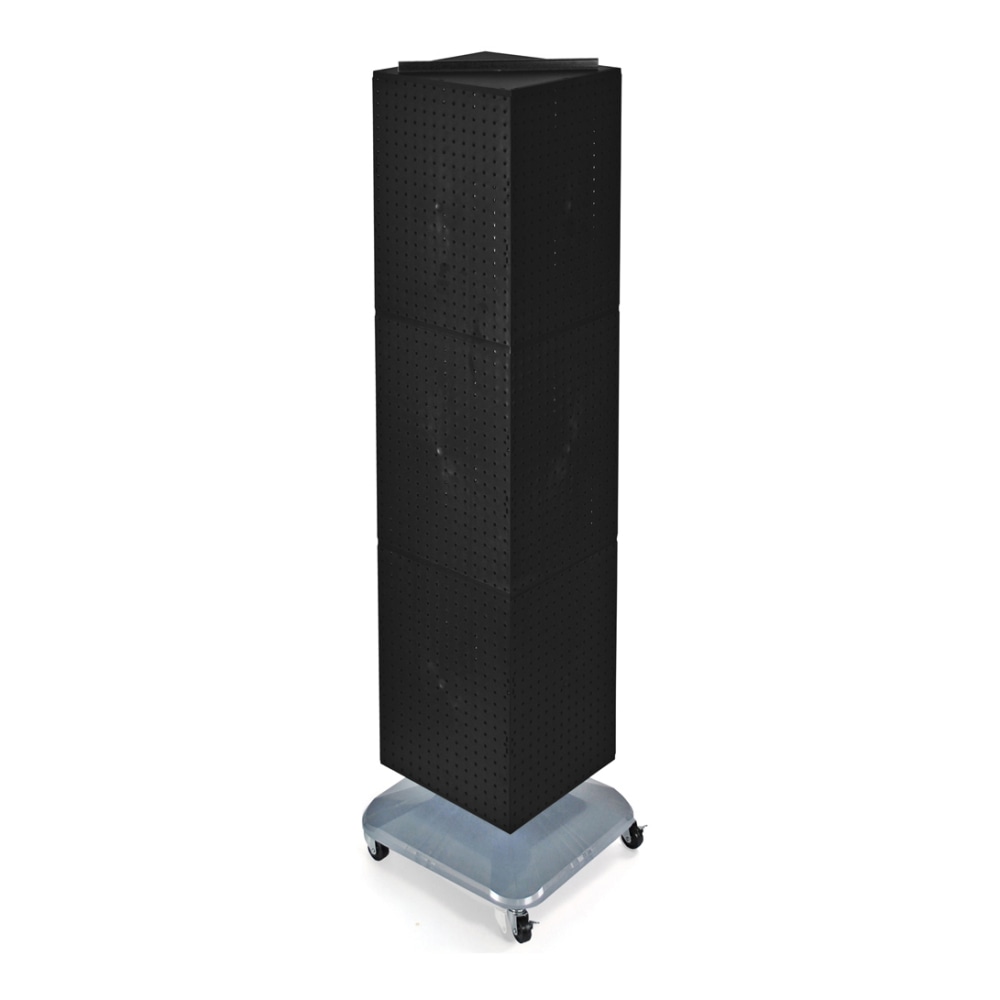 Azar Displays 4-Sided Revolving Pegboard Tower Floor Display With Wheels, 68in x 18in, Black MPN:701465-BLK